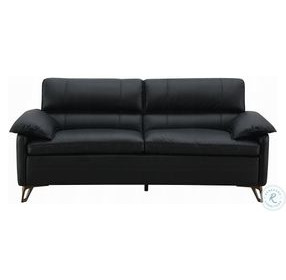 Eilene Black Top Grain Leather 83" Loveseat