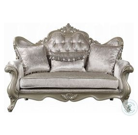 Libertee Beige Fabric and Champagne 70" Loveseat with 3 Pillows