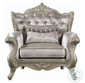 Libertee Beige Fabric and Champagne Chair with Pillow