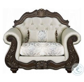 Pierce Beige Fabric and Cherry Chair with Pillow