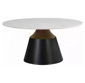 Jaramillo White and Black Round Marble Top Cocktail Table