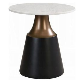 Jaramillo White and Black Round Marble Top End Table
