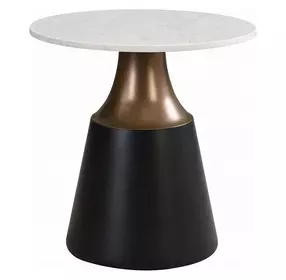 Jaramillo White and Black Round Marble Top End Table