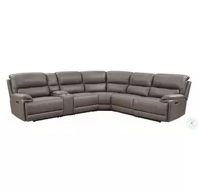 Kantu Brown Synthetic Leather Reclining Sectional Sofa