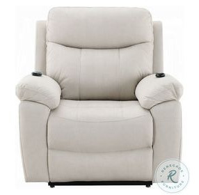 Chriki Beige Polished Microfiber Power Recliner with Lift, Heating and Massage