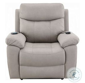 Chriki Light Gray Polished Microfiber Power Recliner with Lift, Heating and Massage
