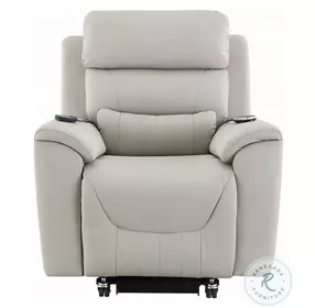 Marsha Light Gray Silicone Synthetic Leather Power Recliner with Lift and Massage