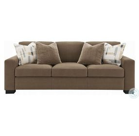 Darya Brown Suede Fabric 89" Sofa with 4 Pillows