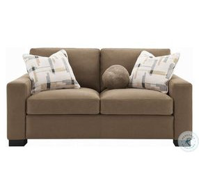 Darya Brown Suede Fabric 69" Loveseat with 3 Pillows