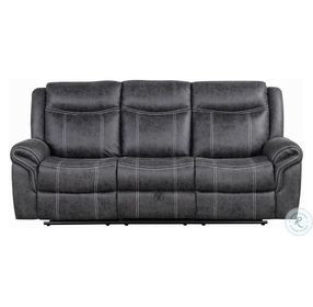 Zubaida Dark Gray Polish Microfiber 85" Power Reclining Sofa with Drop Down Table and USB Charging