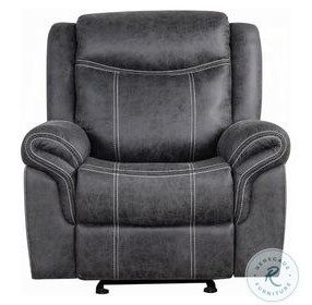 Zubaida Dark Gray Polish Microfiber Power Glider Recliner with USB Charging