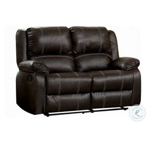 Zuriel Brown Synthetic Leather 56" Reclining Loveseat
