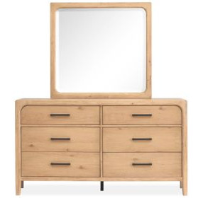 Somerset Butternut 6 Drawer Dresser with Rectangular Mirror