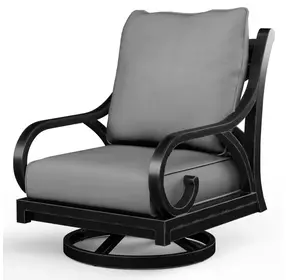 Monterey Canvas Granite Upholstered Outdoor Swivel Rocker Club Chair with Self Welt