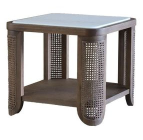Artifacts Natural Walnut and Gray Square Albers End Table