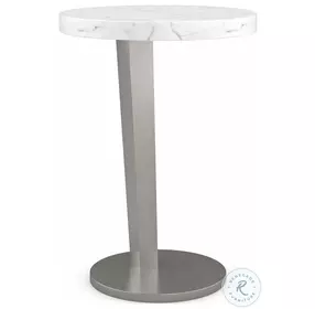 La Moda Smoked Stainless And White Marble Tall Spot Table