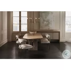 Emphasis Sun Drenched Oak And Silver Travertine Extendable Dining Room Set