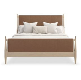 Rhythm Sun Drenched Oak and Lucent Bronze Upholstered King Platform Bed