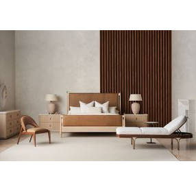 Rhythm Sun Drenched Oak and Lucent Bronze Upholstered Platform Bedroom Set