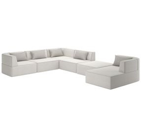 Marbella Beige Performance Fabric 6 Piece Sectional