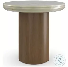 Verde Green Onyx Stone And Retro Walnut Cape Accent Table