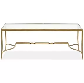 Serenelle Burnished Brass Rectangular Glass Top Cocktail Table