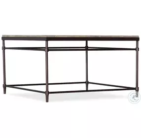 Saint Armand Light Natural And Antique Bronze Metal Square Cocktail Table
