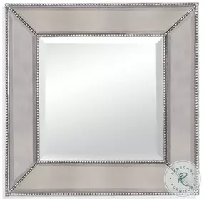Beaded Silver Leaf Square Wall Mirror