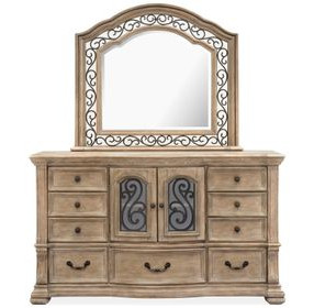 Marisol Fawn 9 Drawer Dresser with Arched Mirror