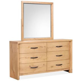 Highridge Honey Wheat 6 Drawer Dresser with Rectangular Mirror
