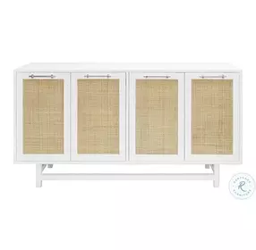 Macon Matte White Lacquer And Nickel 4 Door Cabinet