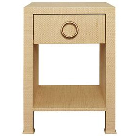 Malcolm Natural Grasscloth Rectangular 1 Drawer Side Table