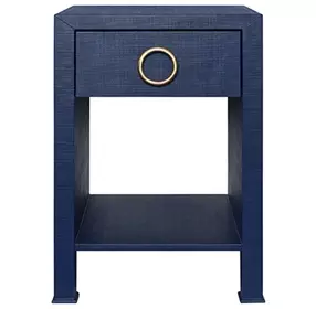 Malcolm Textured Navy Rectangular 1 Drawer Side Table
