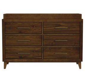Riley Walnut 6 Drawer Dresser with Topper
