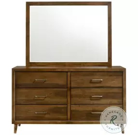 Zuma Walnut 6 Drawer Dresser And Mirror
