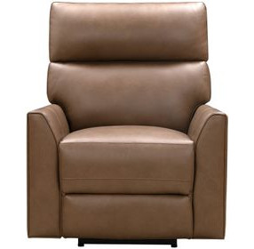 Marah Cashmere Taupe Leather Big and Tall Power Recliner with USB Charging