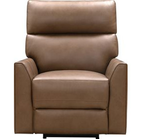 Marah Cashmere Taupe Leather Triple Power Recliner with USB Charging