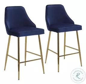Marcel Blue Velvet Counter Height Stool Set Of 2
