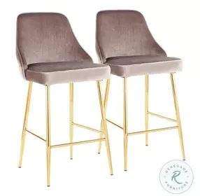 Marcel Silver Velvet Counter Height Stool Set Of 2