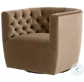 Marcel Caramel Velvet Swivel Club Chair