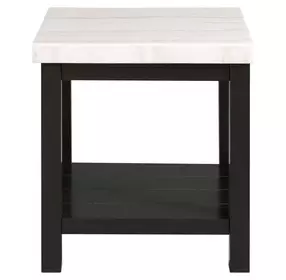 Evie White and Black Square Marble Top End Table