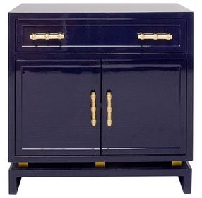 Marcus Black Navy Lacquer 2 Door Cabinet