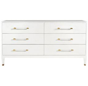Maren Textured White Linen 6 Drawer Dresser