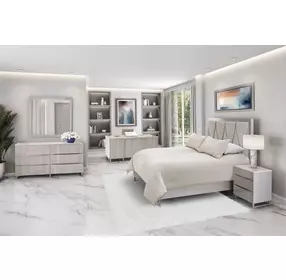Marin Greige Upholstered Panel Bedroom Set