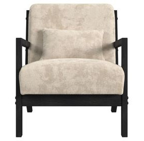 Freya Langley Cream Upholstered Chair with Kidney Pillow