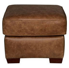 Maverick Cinnamon Square Top Grain Leather Ottoman