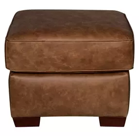 Maverick Cinnamon Square Top Grain Leather Ottoman