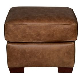 Maverick Cinnamon Square Top Grain Leather Ottoman