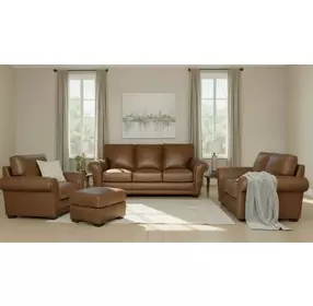 Maverick Cinnamon Top Grain Leather Living Room Set