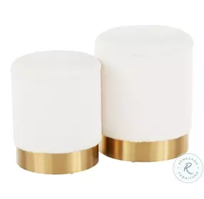 Marla Cream Plush Nesting Ottoman Set